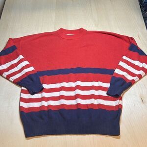 BRAEMAR Sweater Mens XL Color Blocking Stripes Pullover Red Scotland